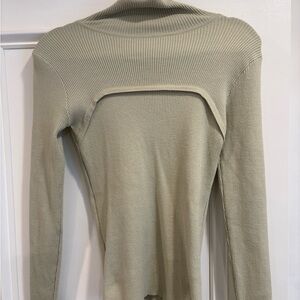 Women's Ribbed Cowl Neck Sweater - Sage